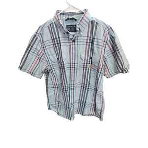 Carhartt‎ Mens Large Plaid Short Sleeve Button Up Work Shirt